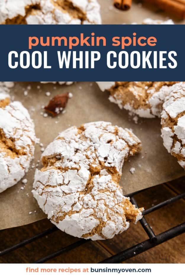 Cool whip cookie with a bite taken out.