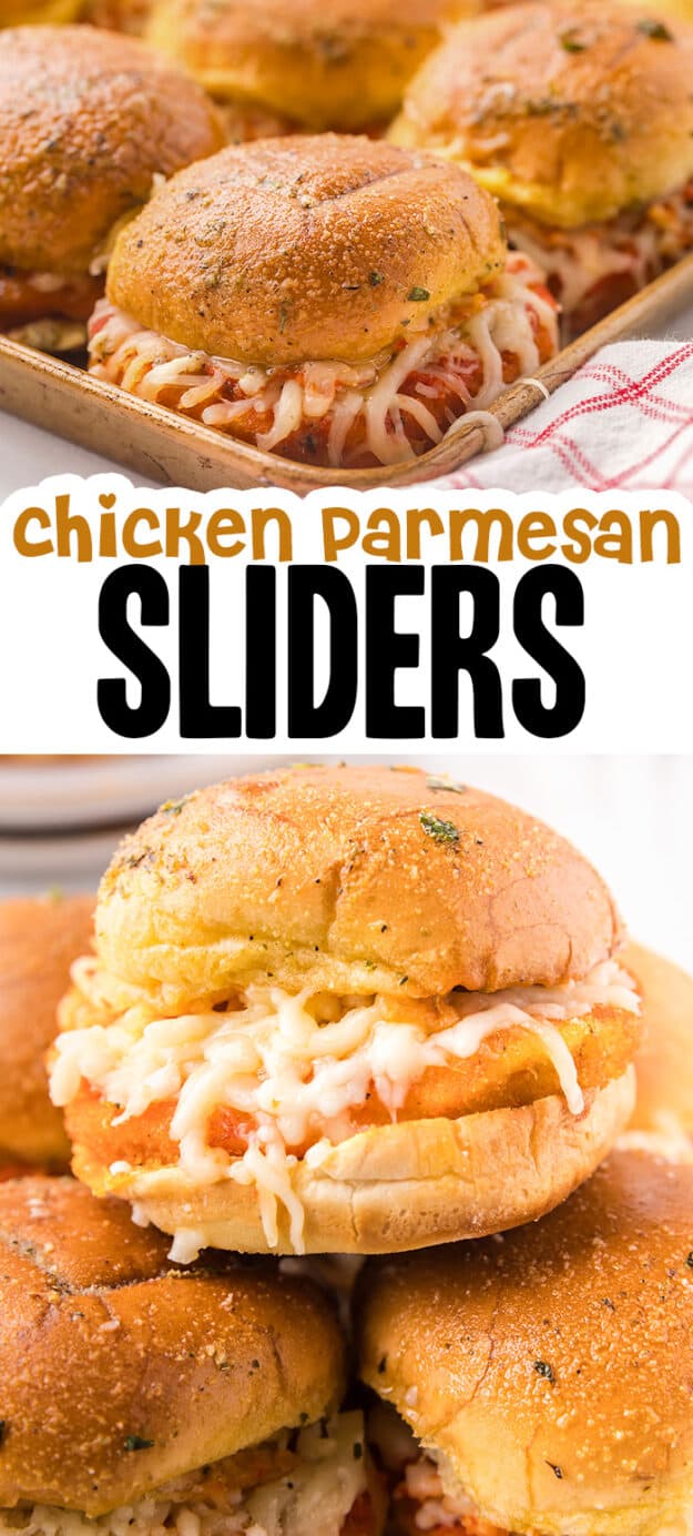 Collage of chicken sliders images.