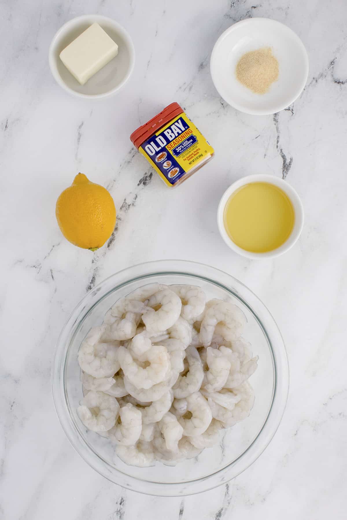 Ingredients for Old Bay Shrimp recipe.