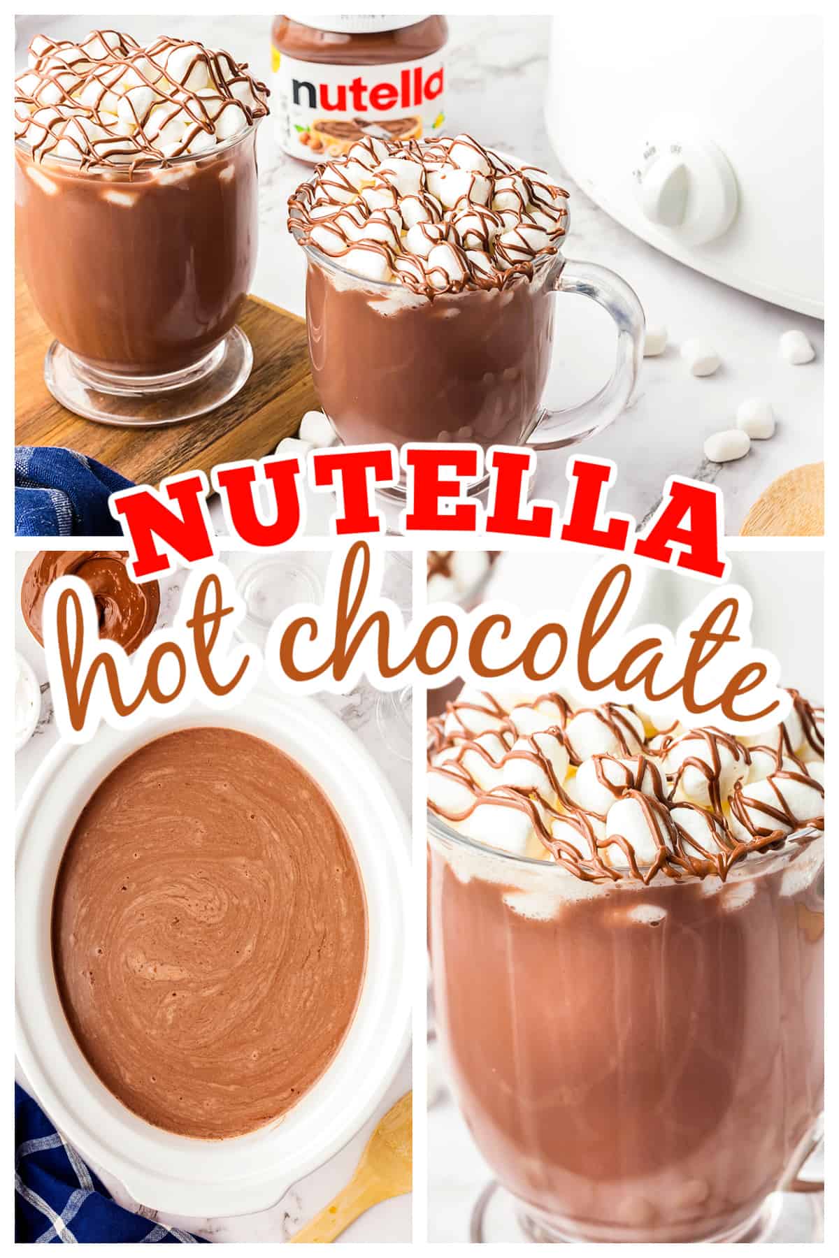 Collage of Nutella hot chocolate images.