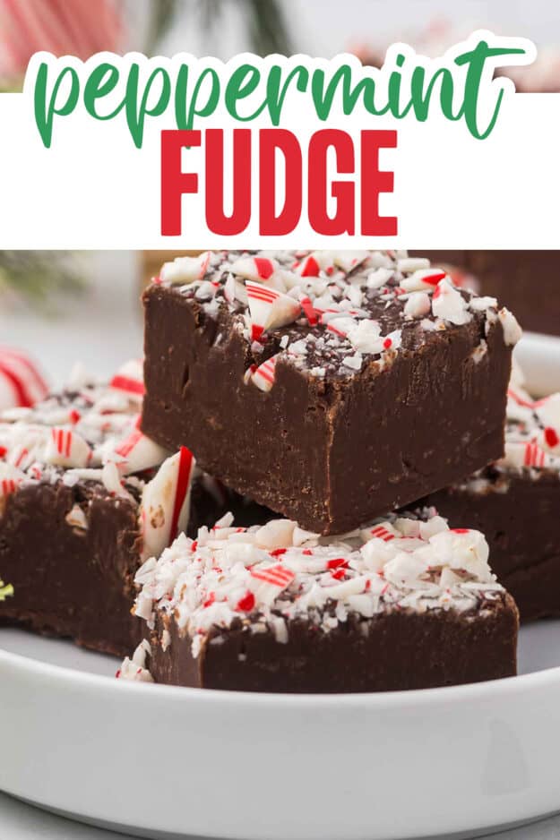 Fudge stacked on small white plate.