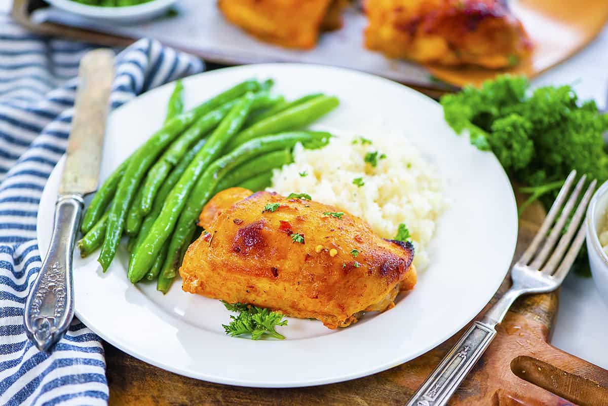 Baked Harissa Chicken Thighs