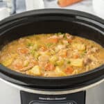 Chicken stew in crockpot.