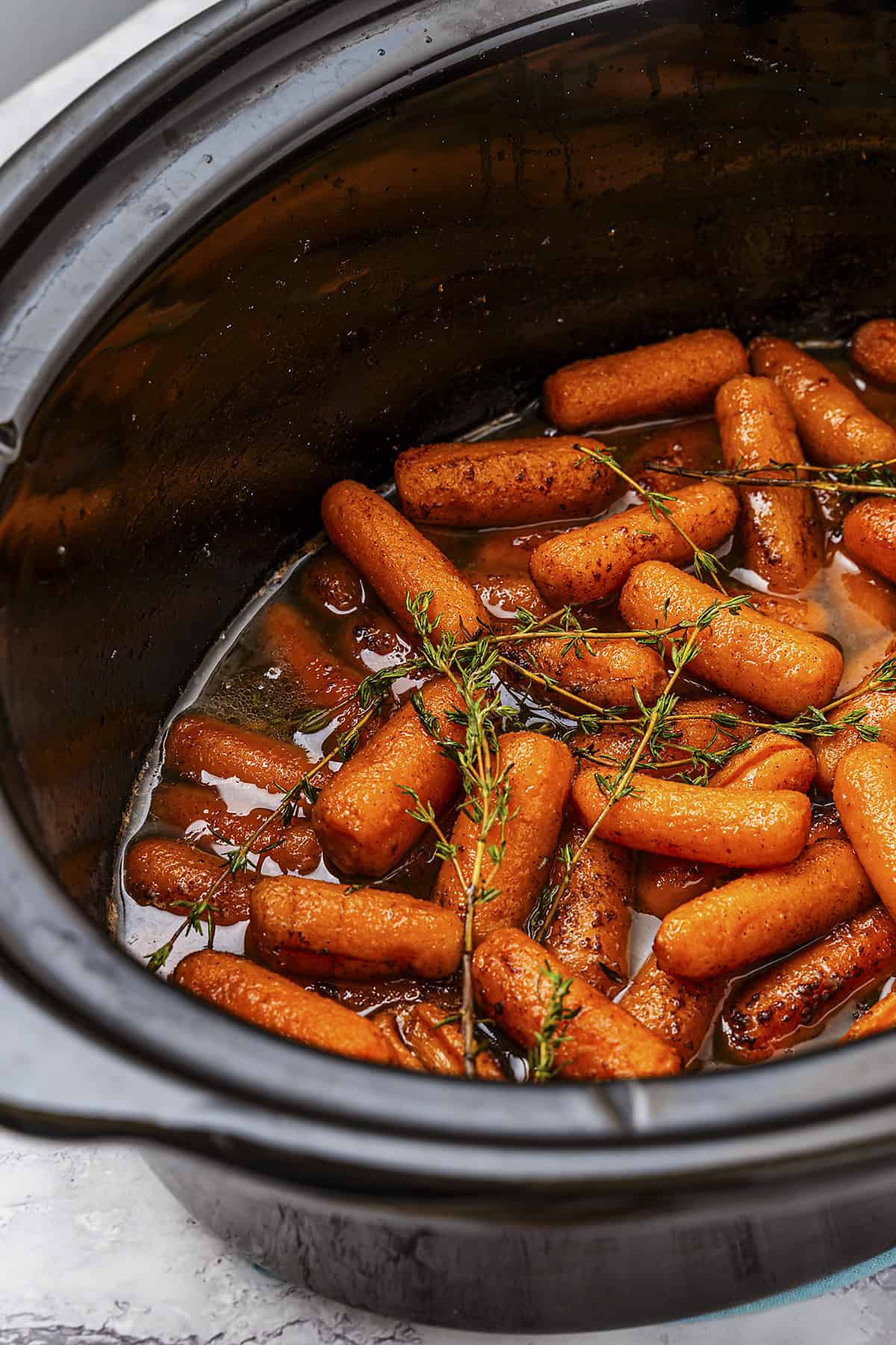 Glazed carrots in crockpot.