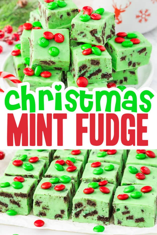 Collage of fudge images with text for Pinterest.