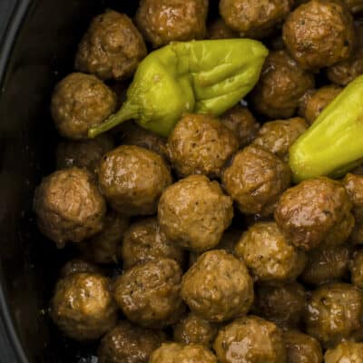 Mississippi meatballs in crockpot.