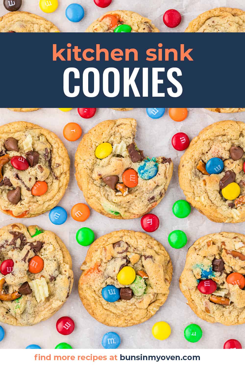 Overhead view of kitchen sink cookies on counter.