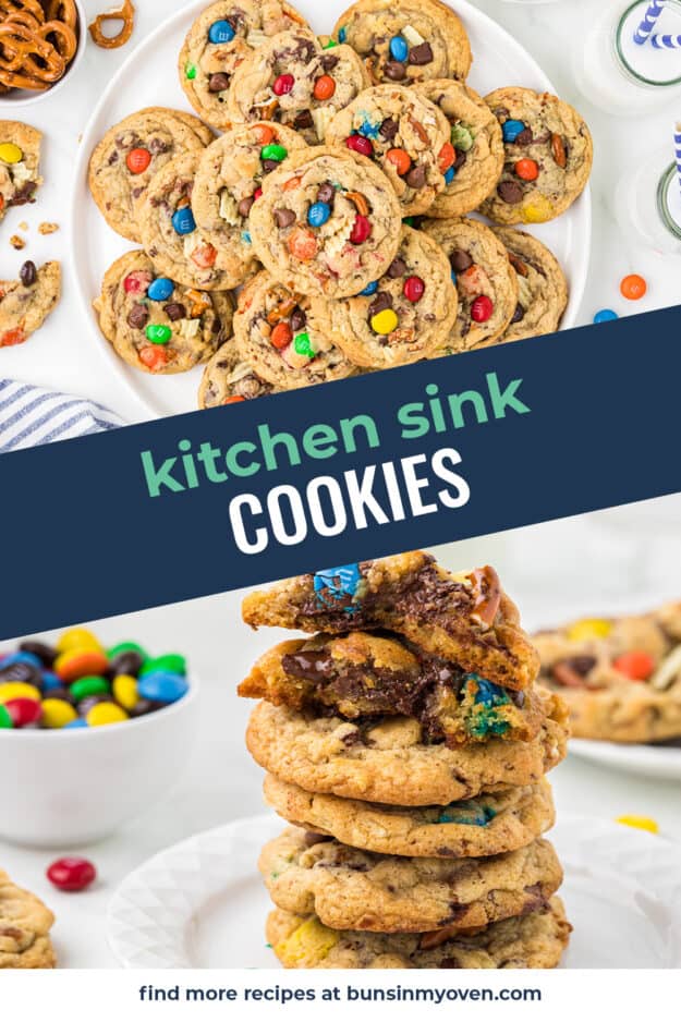Collage of kitchen sink cookie images.