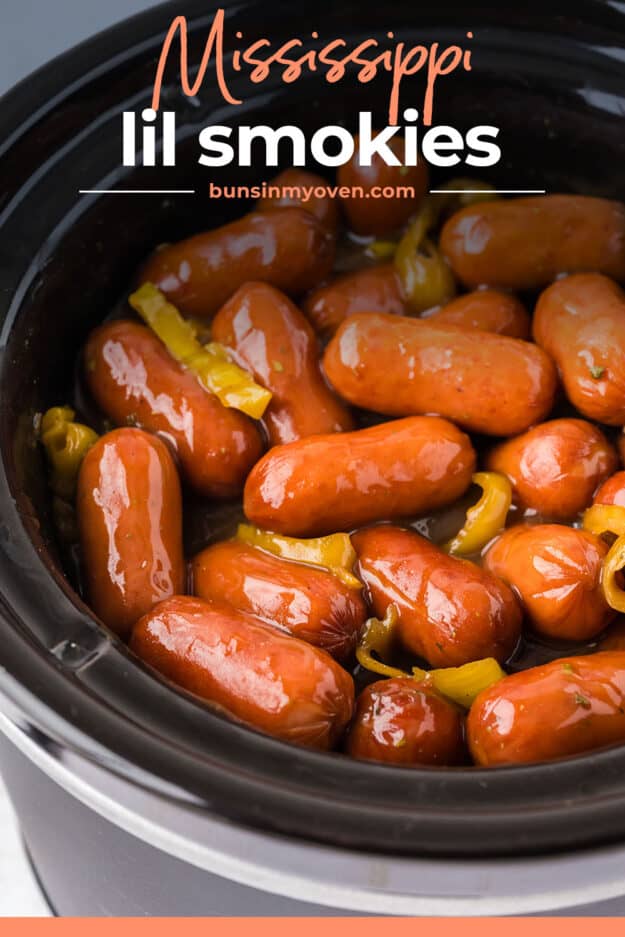 Cocktail sausages in crockpot.