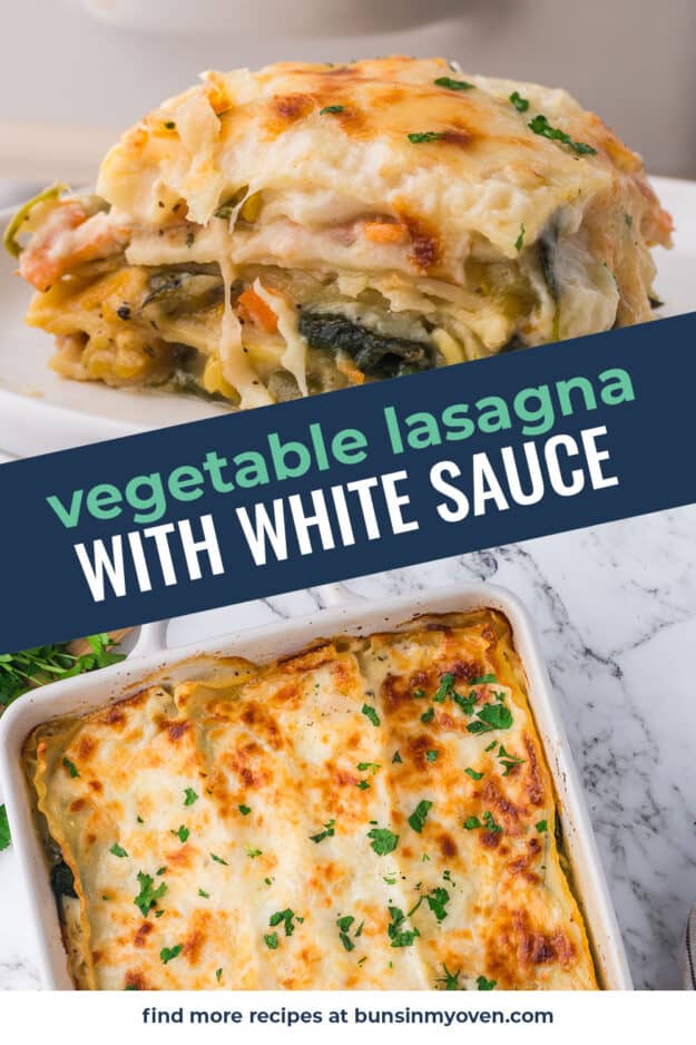 Collage of vegetable lasagna images.