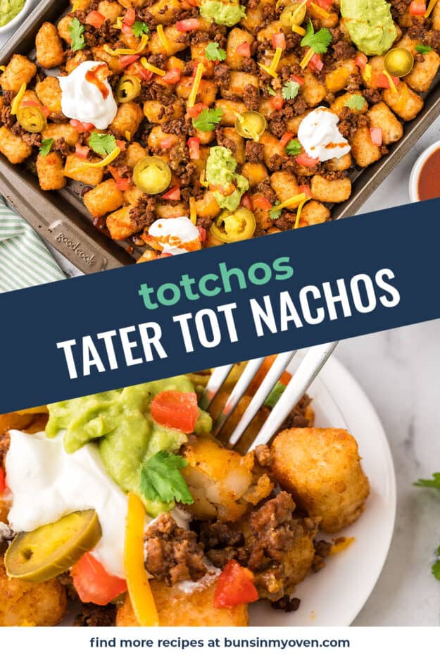 Collage of tater tot nacho images.