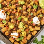 Totchos recipe on sheet pan.