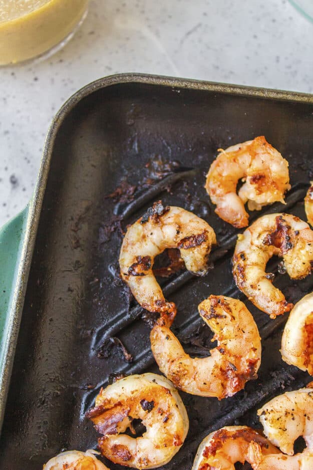 Shrimp on a grill pan.
