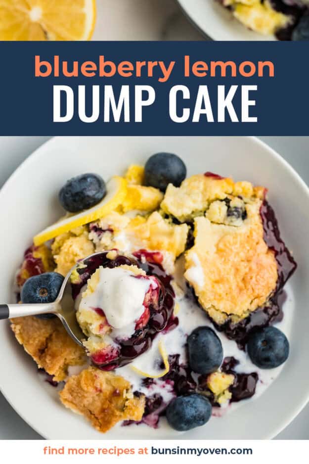 Lemon blueberry dump cake with ice cream.