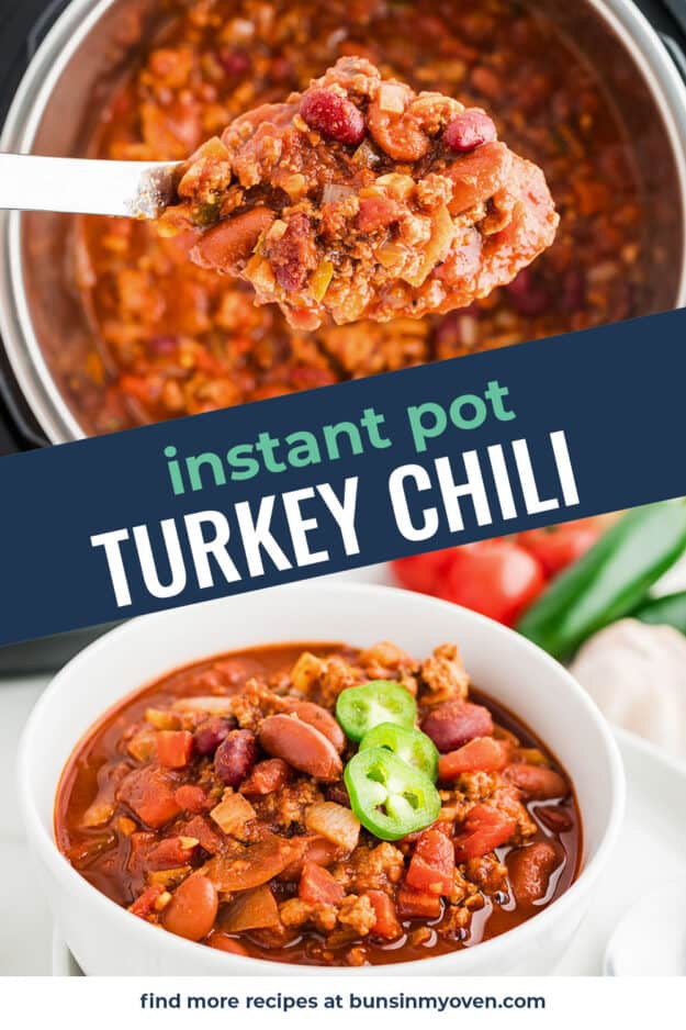 Collage of turkey chili images.