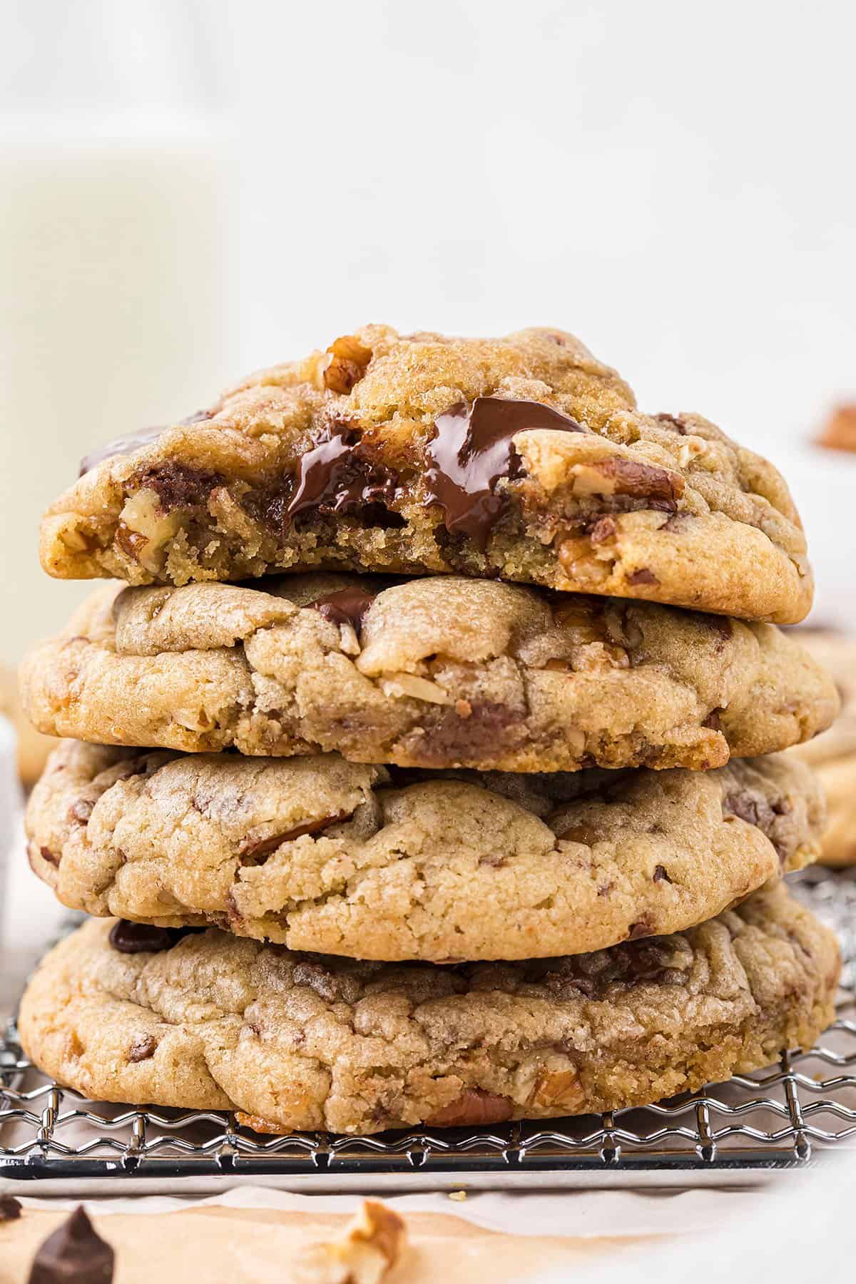 Stack of toffee cookies.