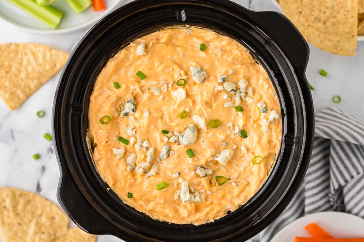 Easy Crockpot Buffalo Chicken Dip - Buns In My Oven