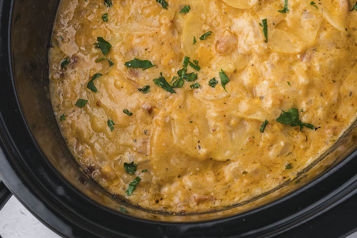 Slow Cooker Scalloped Potatoes with Ham