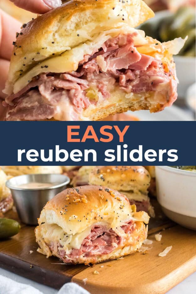 Collage of reuben slider images.