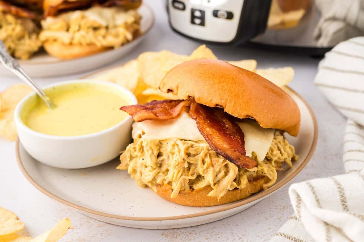 Slow Cooker Honey Mustard Chicken Sandwiches