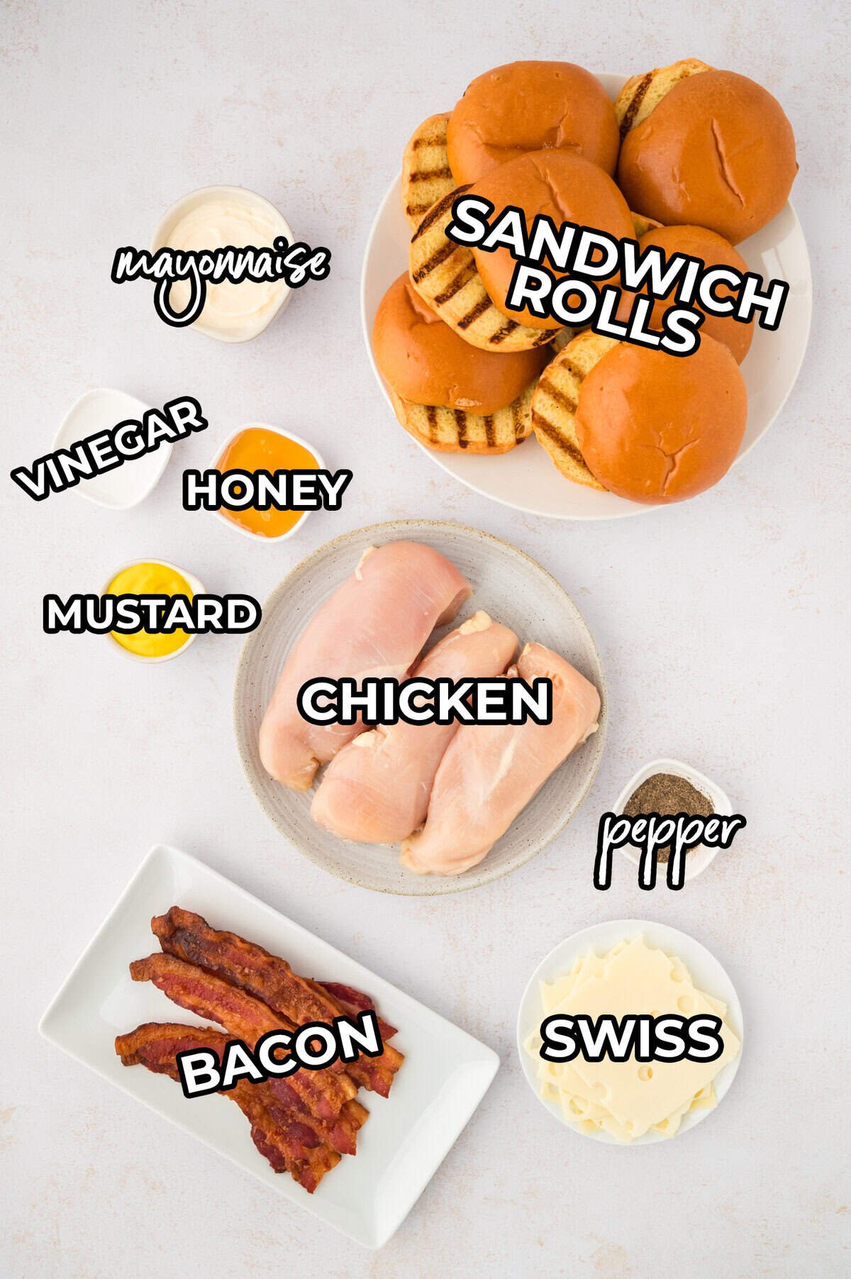 Ingredients for honey mustard chicken recipe.