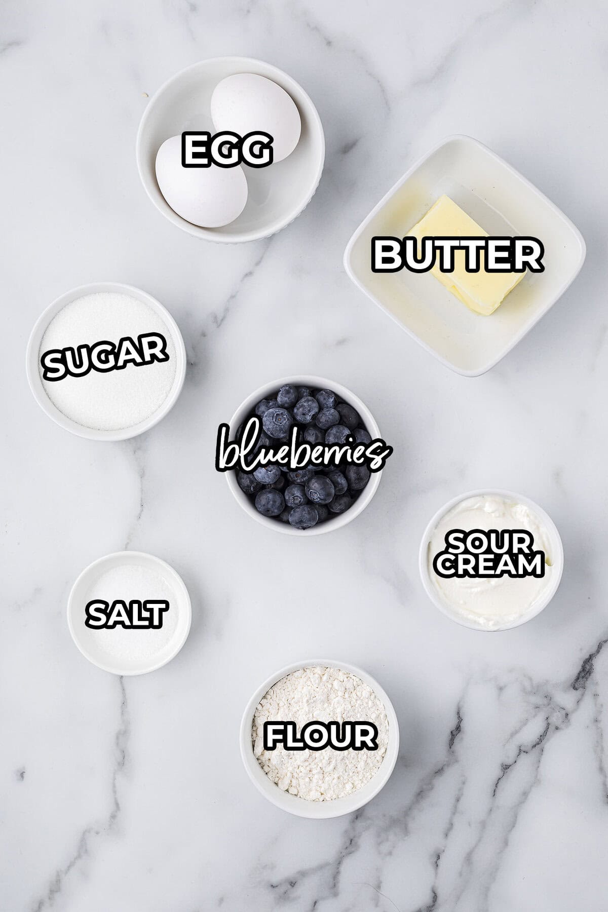 Ingredients for blueberry pie bars.
