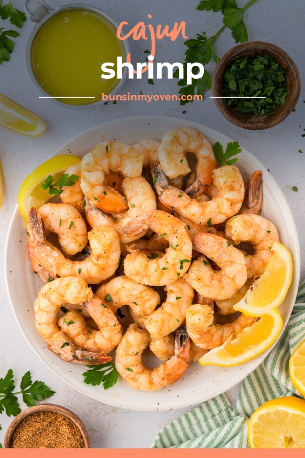 Cajun shrimp on plate.