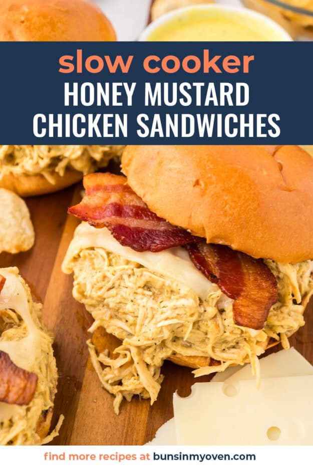 Honey mustard chicken sandwich topped with bacon and Swiss.