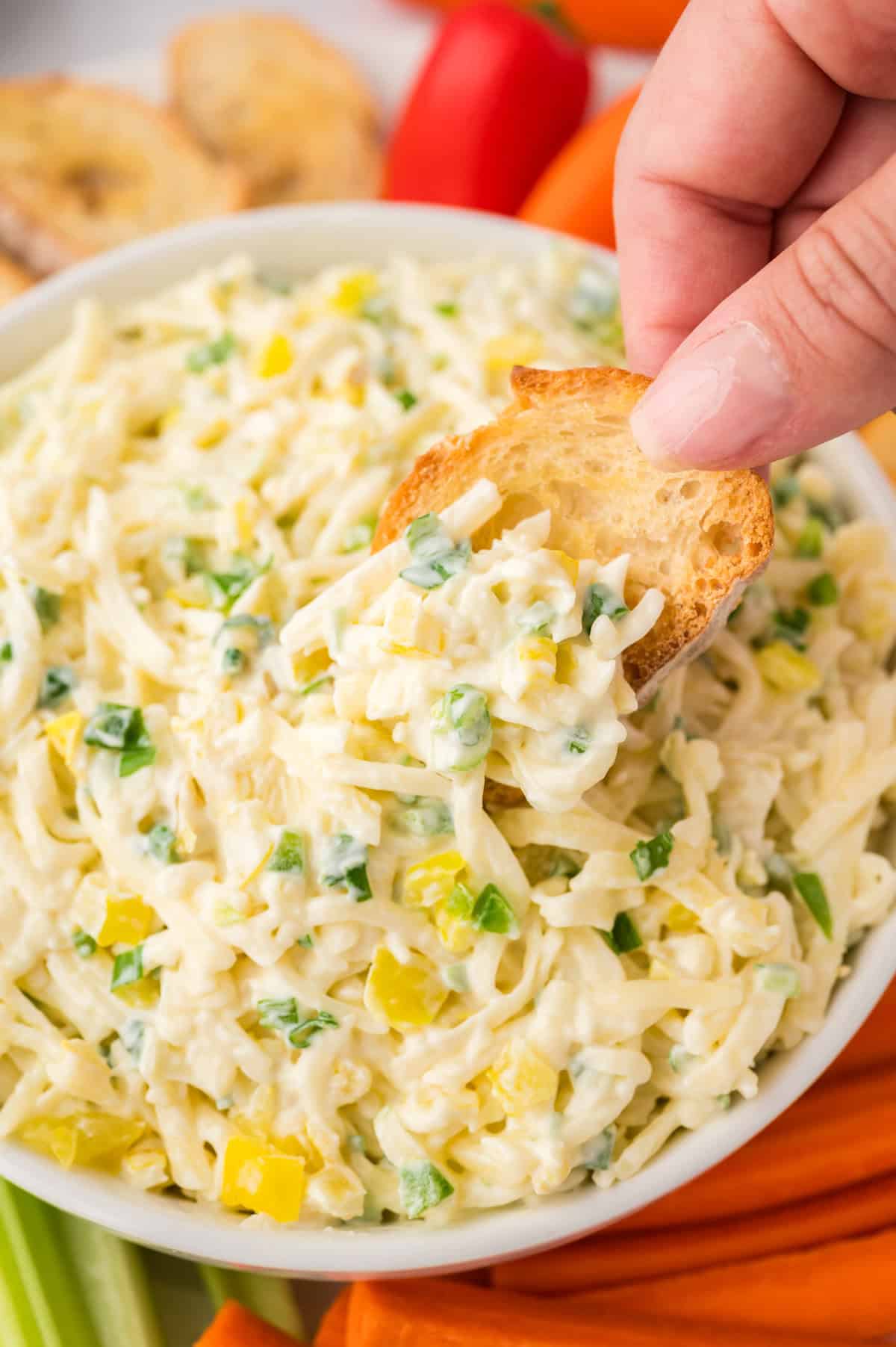 Cheese slaw on a cracker.