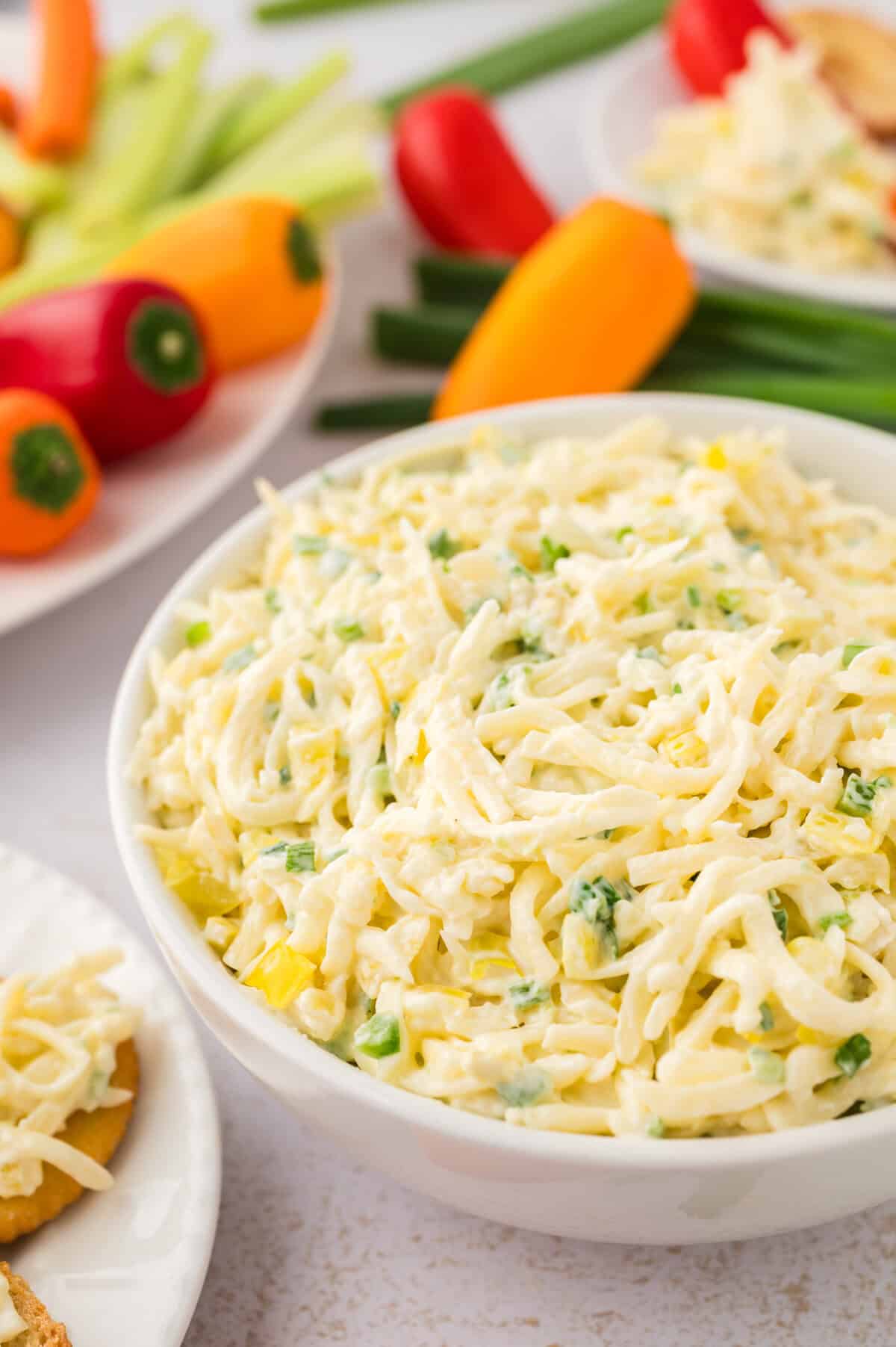 Bowl full of cheese slaw.
