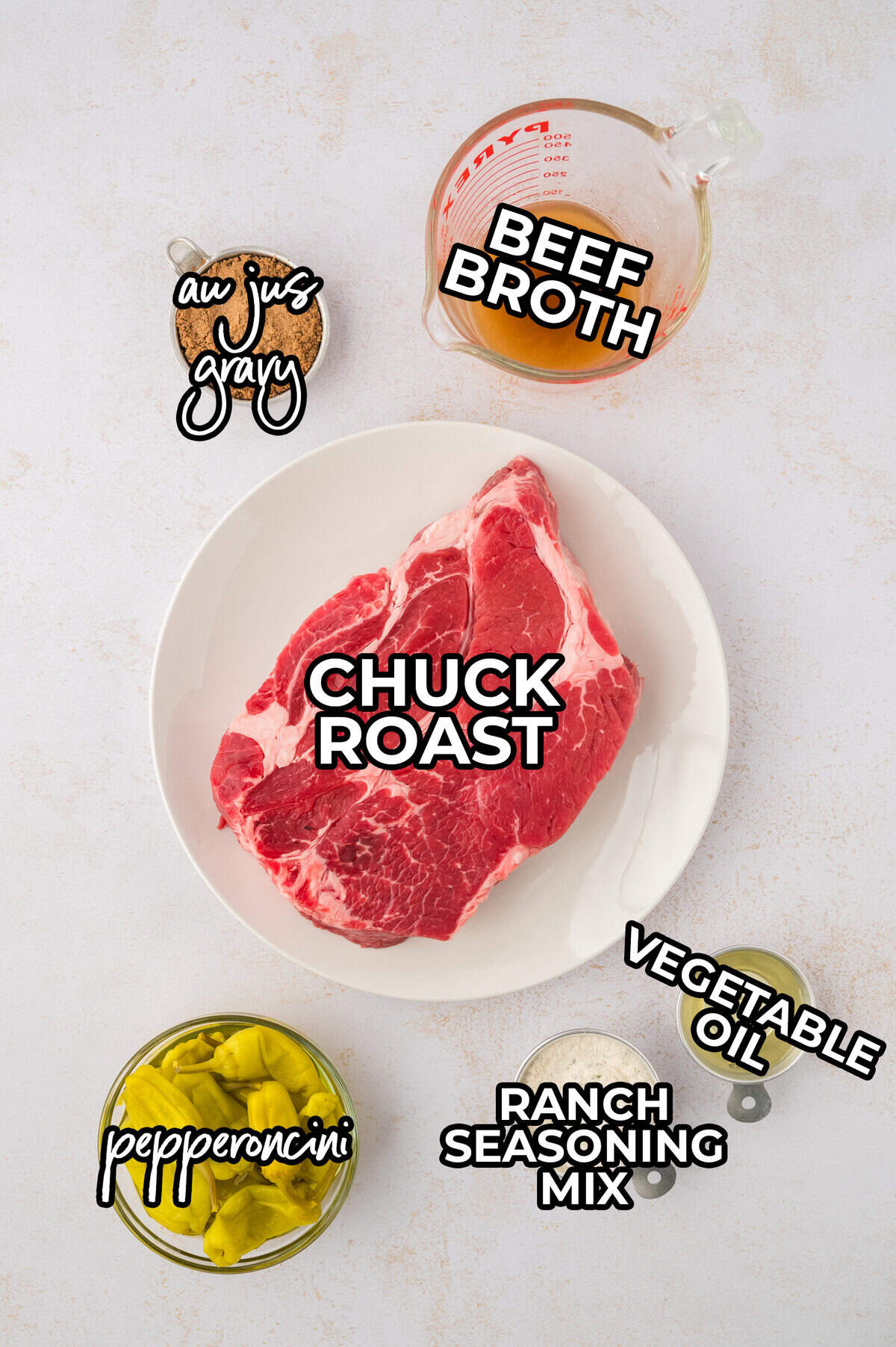 Ingredients for Instant Pot Mississippi roast.