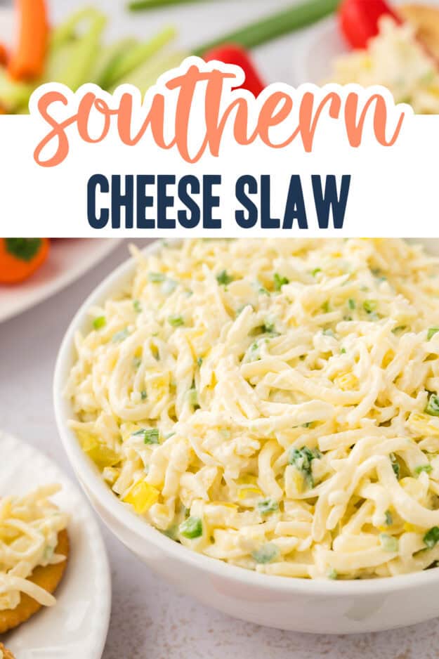 Bowl of Southern cheese coleslaw.