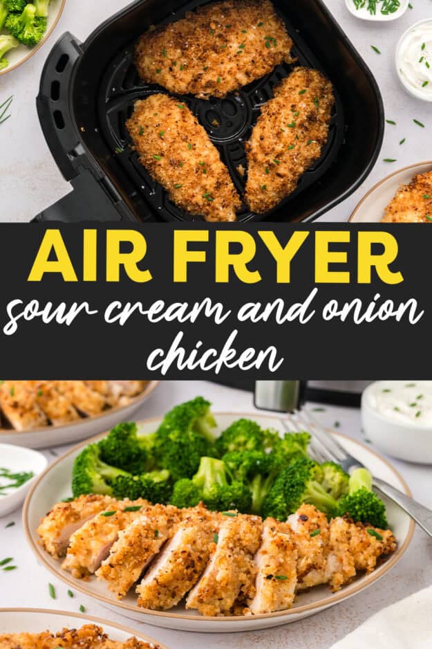 Collage of crispy chicken images.