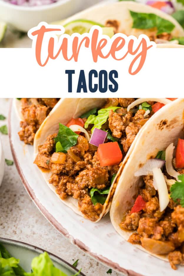 Turkey tacos on plate.