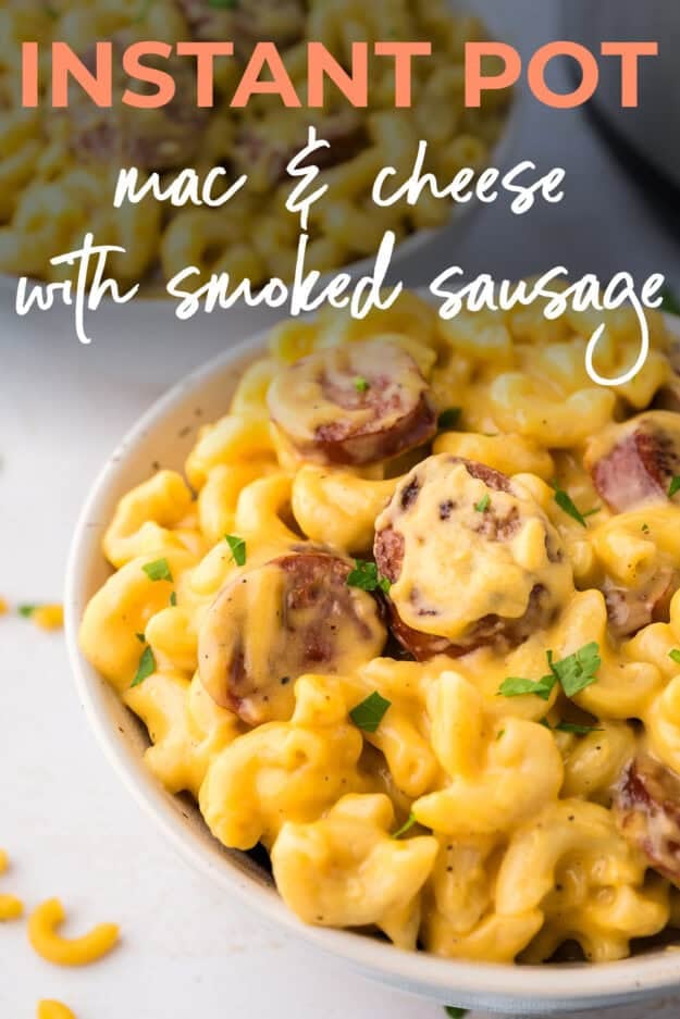 Mac and cheese in white bowl.