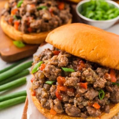 Korean BBQ sloppy joe sandwiches on plate.