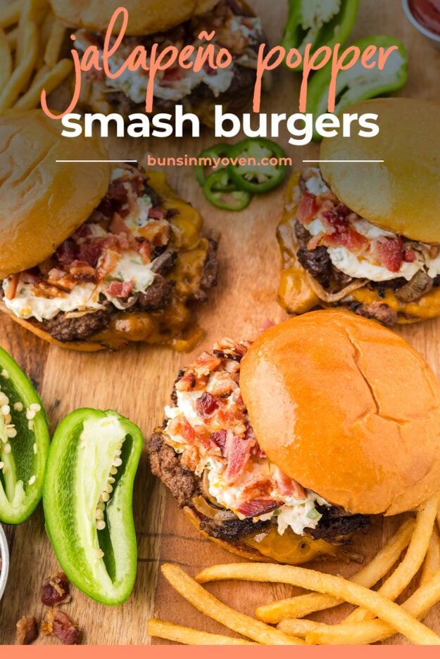 Overhead view of jalapeno popper burgers.