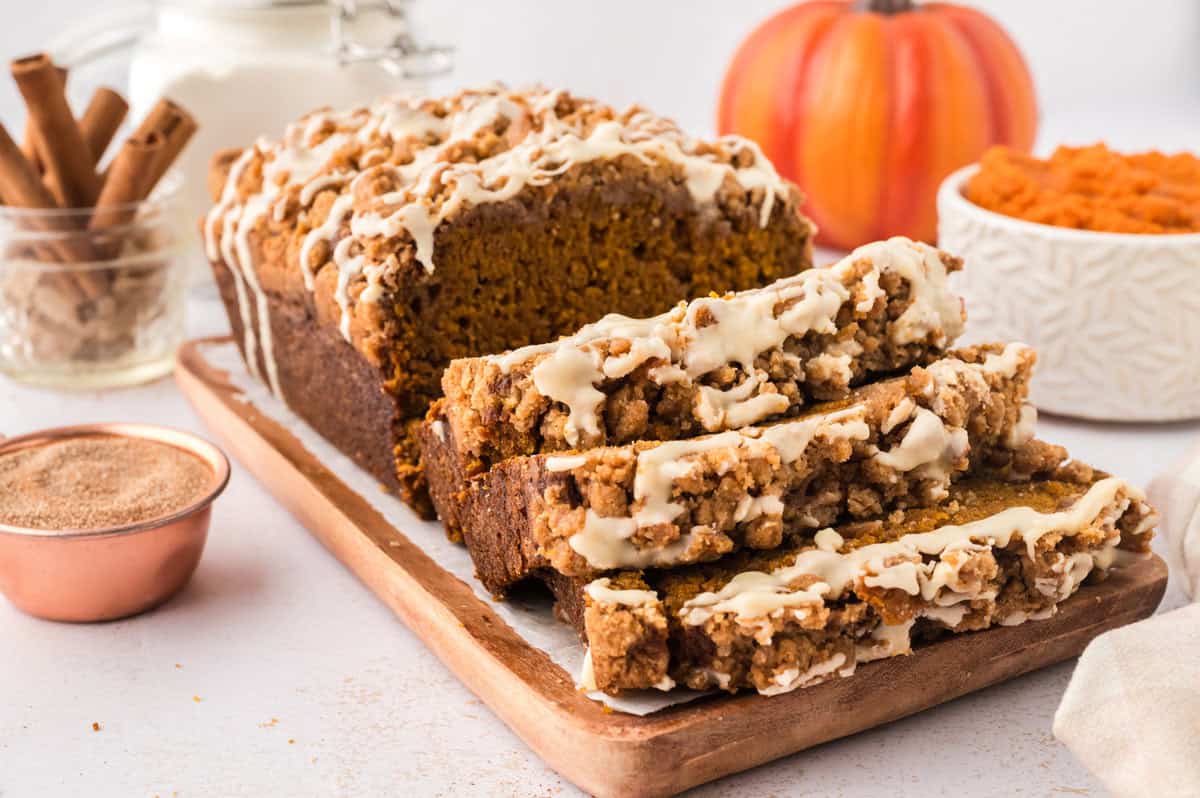 Pumpkin Streusel Bread with Browned Butter Glaze