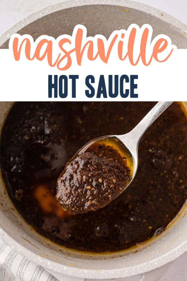 Pot full of Nashville hot sauce.