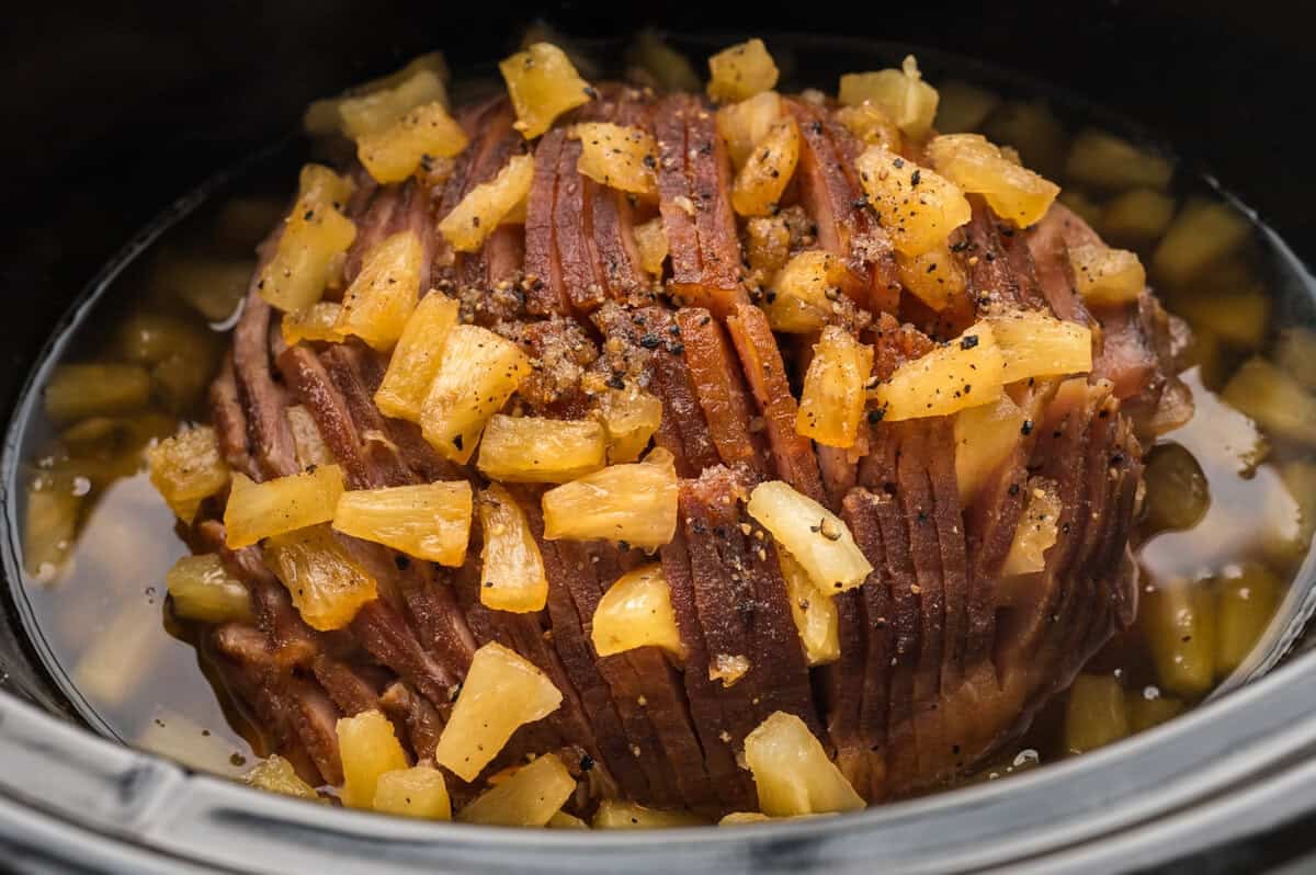 Brown Sugar Pineapple Ham in the Crockpot