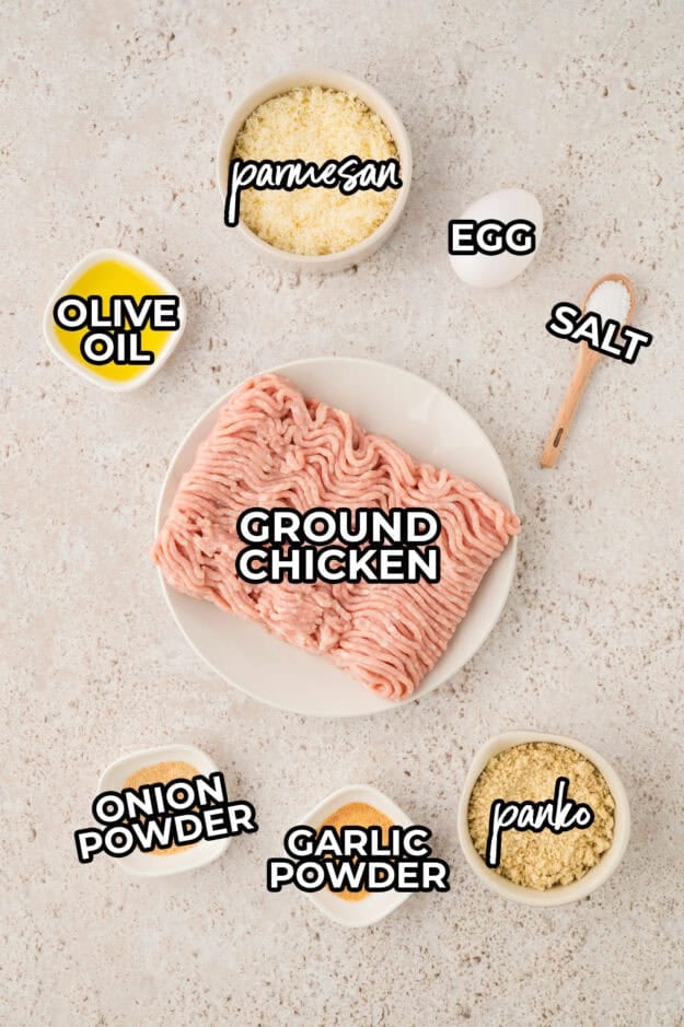 Ingredients for chicken meatballs.
