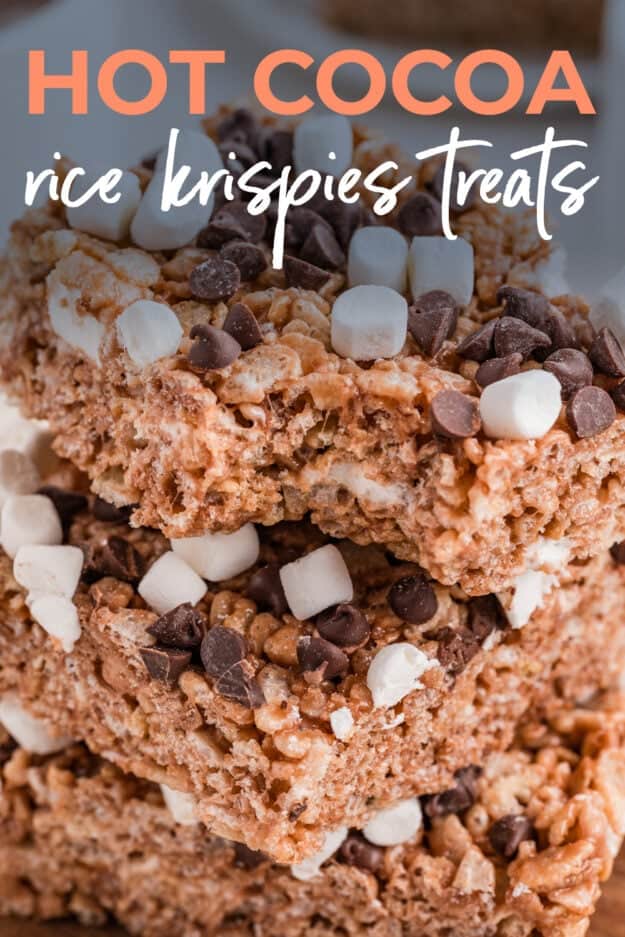 Stack of chocolate rice crispy treats.