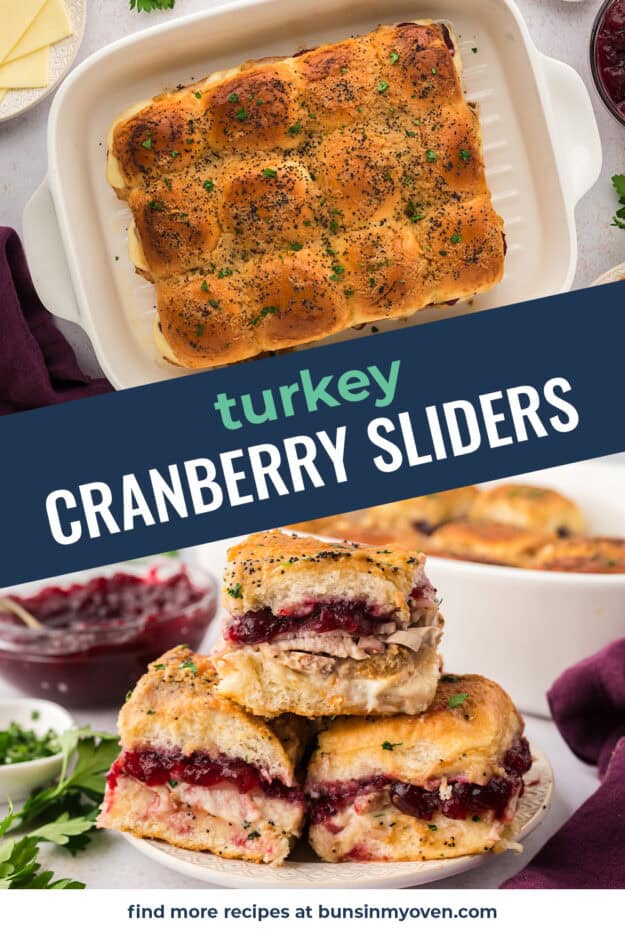 Collage of turkey cranberry sliders images.