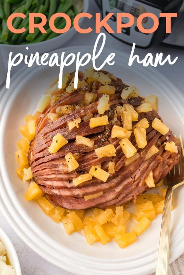 Pineapples on sliced ham.