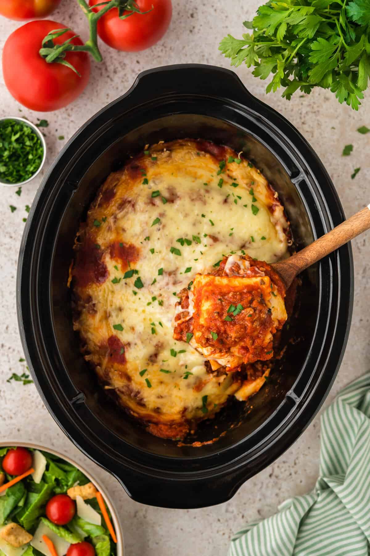 Ravioli in crockpot.
