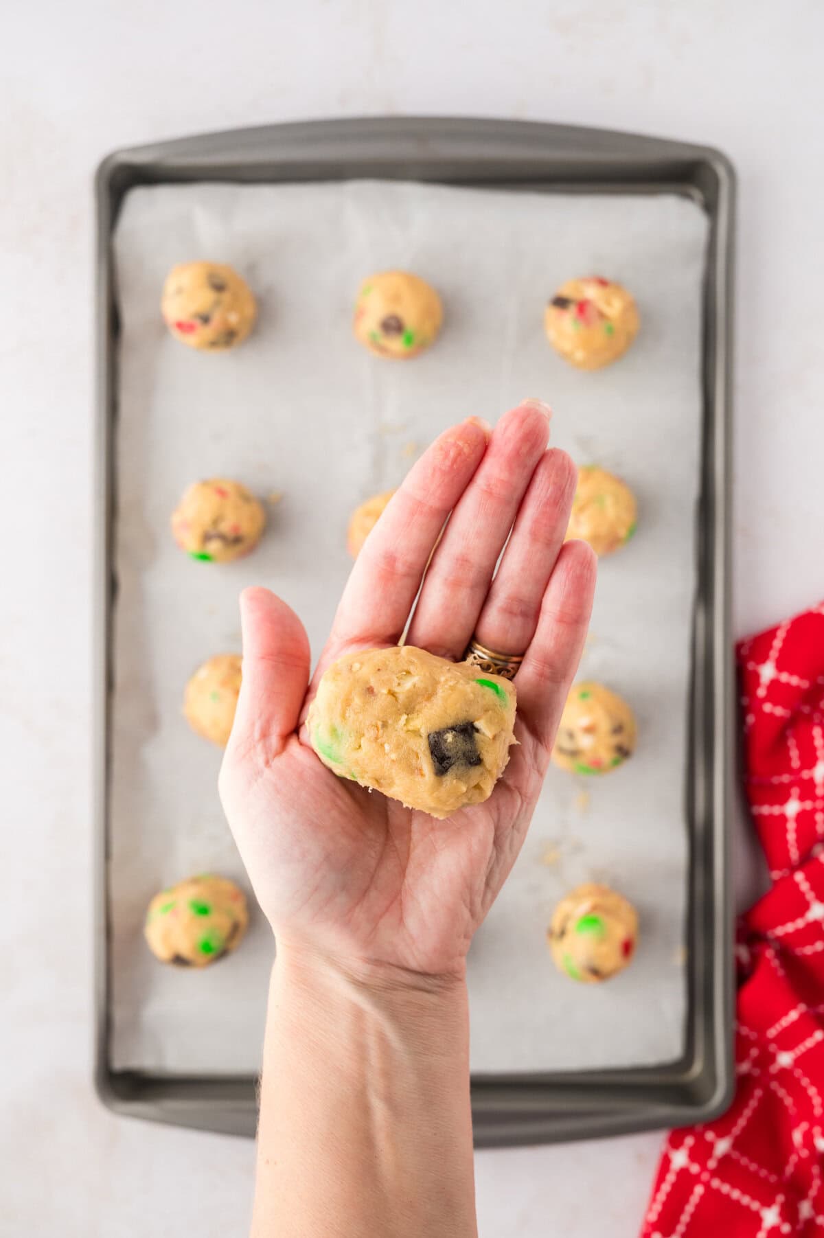 Cookie dough shaped in a cylinder.
