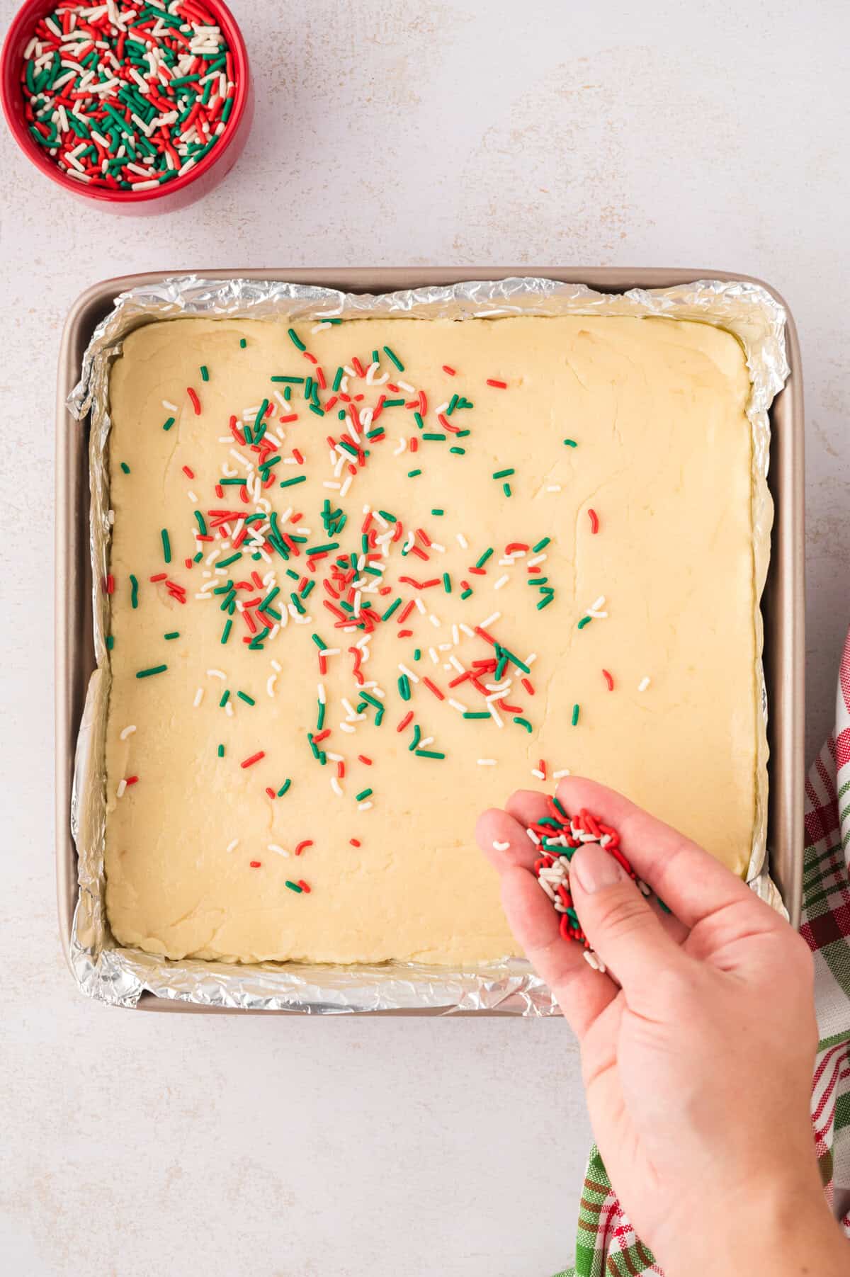 Sprinkled added to sugar cookie fudge.