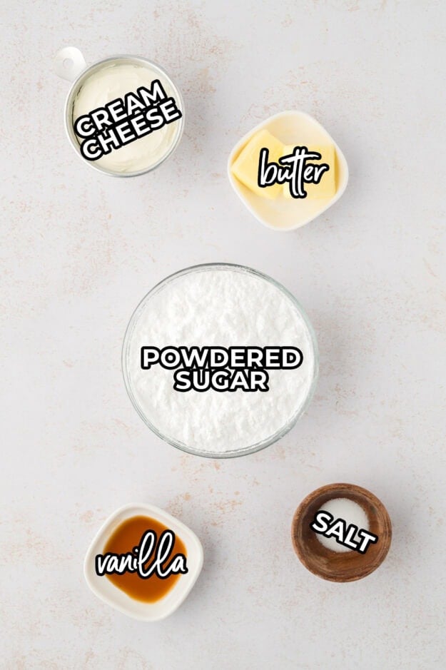 Ingredients for cream cheese frosting.