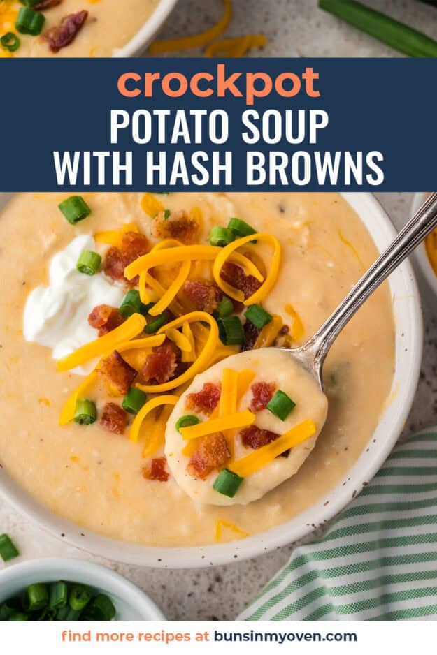 Crockpot potato soup in bowl.