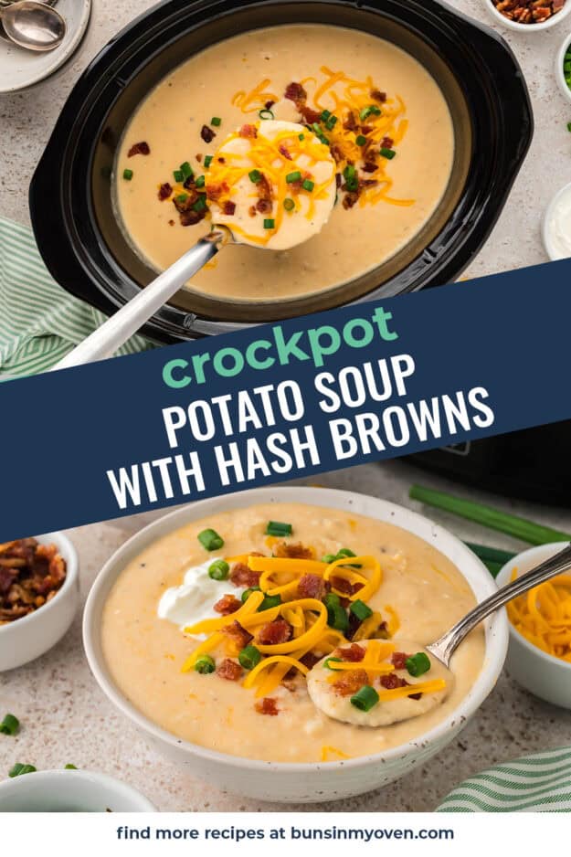 Collage of potato soup images.